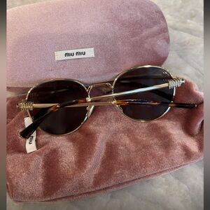 Miu Miu Gold Frame Sunglasses with Brown Lenses